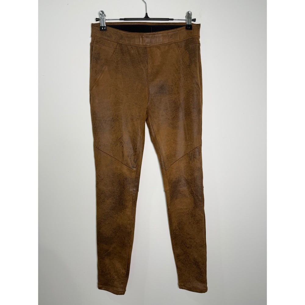 Free People Vegan Leather Leggings Cognac Brown Moto Skinny Pants Size 2